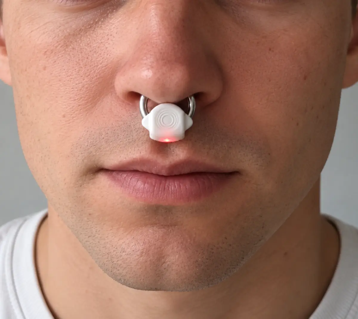 Smart Nasal Ring worn on the nasal septum
