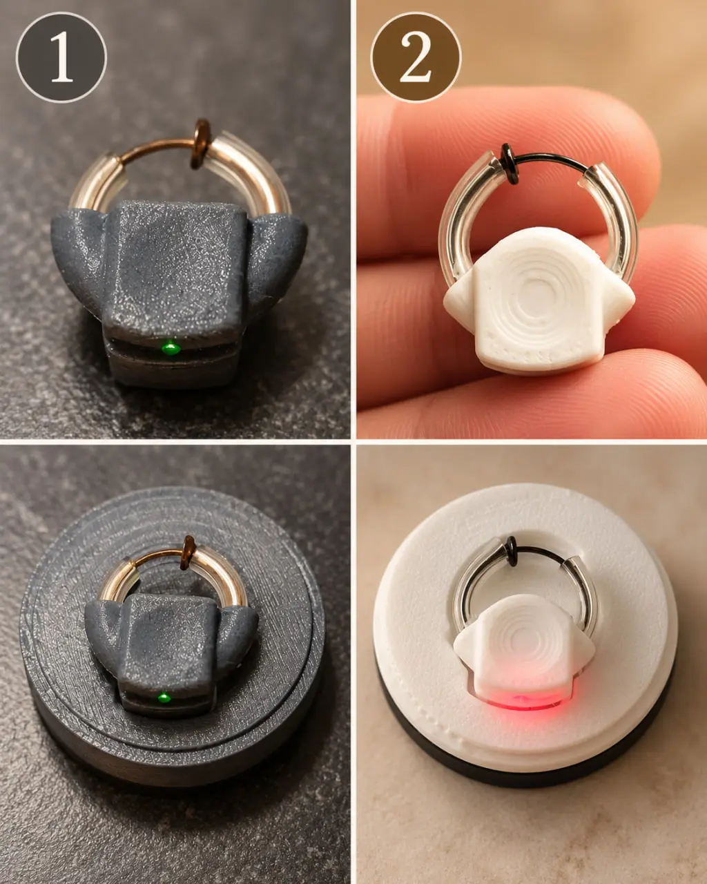 Smart Nasal Ring prototypes 3 and 4